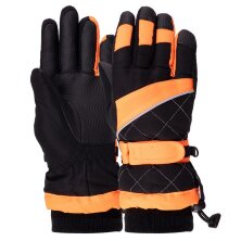 Перчатки горнолыжные теплые детские LUCKYLOONG C-7133 черный-оранжевый
