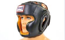 Шлем боксерский с полной защитой кожаный Twins VL-6630-Bk