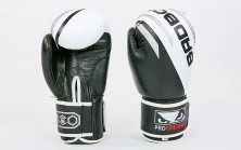 Перчатки боксерские кожаные BAD BOY MA-6739-BKW черный-белый
