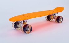 Скейт Penny Board SK-5672-11 оранжевий з колесами, що світяться.