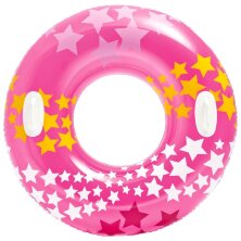 Надувной круг-тюбинг с ручками Intex 59256-1 Stars Pink