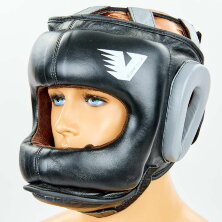 Шлем боксерский с бампером кожаный VENUM BO-6636-BK черный