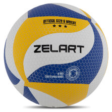 Мяч волейбольный ZELART VB-9000-2 №5 PU клееный белый-желтый-синий