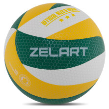 Мяч волейбольный ZELART VB-9000-4 №5 PU клееный желтый-белый-зеленый