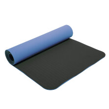 Коврик для фитнеса и йоги Yoga Mat 2x-слойный ZEL FI-3046 темно-синий-серый
