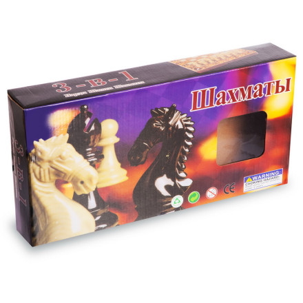 Набір настільних ігор 3 в 1 MDF 7788C шахи, шашки, нарди