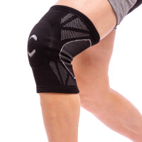 Наколінник бандаж із силіконовим кільцем SP-Sport ST-2592 1шт чорний-сірий