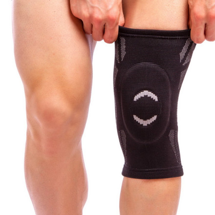 Наколінник бандаж із силіконовим кільцем SP-Sport ST-2592 1шт чорний-сірий