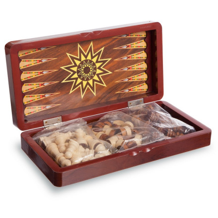 Набір настільних ігор 3 в 1 MDF 5566C шахи, шашки, нарди