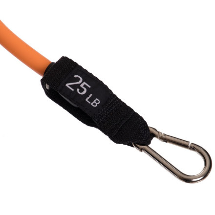 Еспандер трубчастий для фітнесу з карабіном DOUBLE CUBE DT-1002C-25LB 5,5х12,5x1200мм навантаження 11кг оранжевий