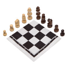 Шахматные фигуры деревянные с полотном PVC для игр 18P