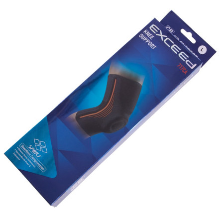 Наколінник зі спіральними ребрами жорсткості та силіконовим кільцем 1шт EXTREME 717CA чорний-оранжевий