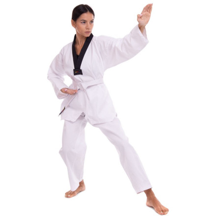 Кімоно для тхеквондо (добок) WTF MATSA MA-5467 120-160см білий-чорний