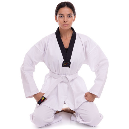 Кімоно для тхеквондо (добок) WTF MATSA MA-5467 120-160см білий-чорний