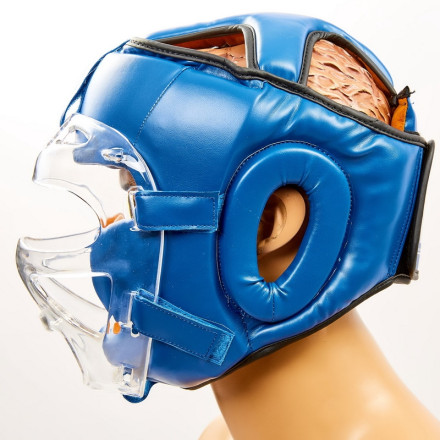 Шолом для єдиноборств із прозорою маскою VENUM VL-8348-B синій