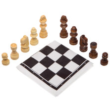 Шахматные фигуры деревянные с полотном PVC для игр 202P