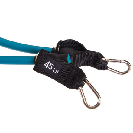 Еспандер трубчастий для фітнесу з карабіном DOUBLE CUBE DT-1002C-45LB 4х15x1200мм навантаження 21кг синій