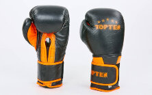 Перчатки боксерские кожаные TOP TEN MA-6756-OR черный-оранжевый