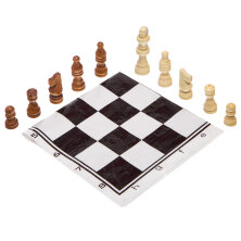 Шахматные фигуры деревянные с полотном PVC для игр 205P