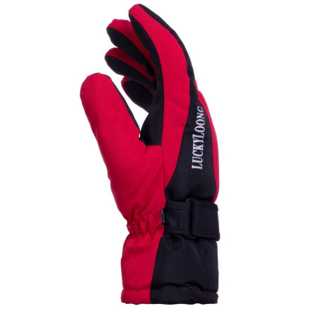 Рукавички гірськолижні жіночі теплі LUCKYLOONG B-9997 чорний-червоний