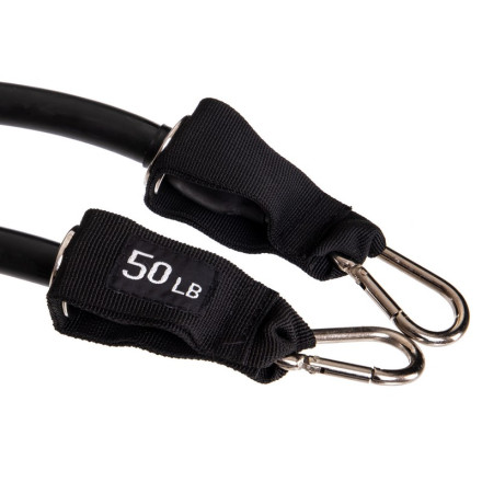 Еспандер трубчастий для фітнесу з карабіном DOUBLE CUBE DT-1002C-50LB 4х16x1200мм навантаження 23кг чорний