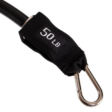 Еспандер трубчастий для фітнесу з карабіном DOUBLE CUBE DT-1002C-50LB 4х16x1200мм навантаження 23кг чорний