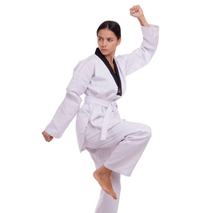 Кімоно для тхеквондо (добок) DADO CO-5567 -110-160см білий-чорний