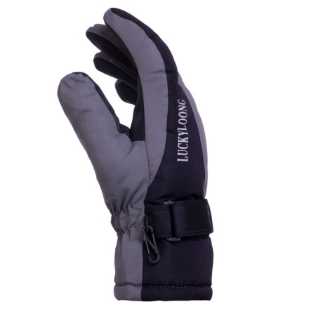 Рукавички гірськолижні жіночі теплі LUCKYLOONG B-9997 чорний-сірий