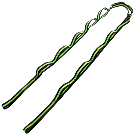 Лента для растяжки ленточный эспандер Record Stretch Strap F040 12 петель черный-салатовый
