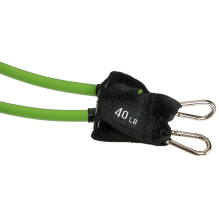 Еспандер трубчастий для фітнесу з карабіном DOUBLE CUBE DT-1002C-40LB 4х14x1200мм навантаження 18кг салатовий