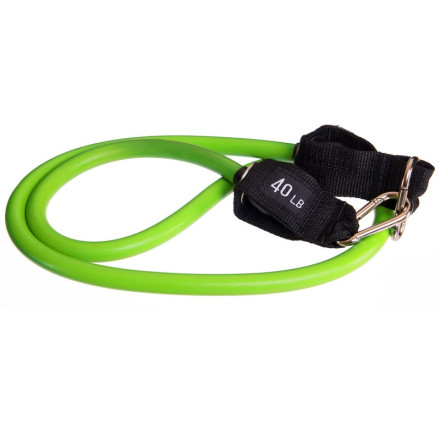 Еспандер трубчастий для фітнесу з карабіном DOUBLE CUBE DT-1002C-40LB 4х14x1200мм навантаження 18кг салатовий