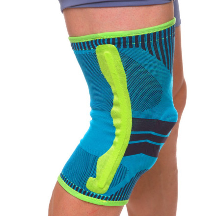 Наколінник зі спіральними ребрами жорсткості та силіконовим кільцем EXCEED 883CA 1шт блакитний-салатовий