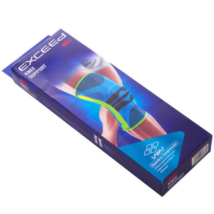 Наколінник зі спіральними ребрами жорсткості та силіконовим кільцем EXCEED 883CA 1шт блакитний-салатовий