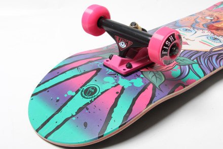  Скейтборд Original Fish Premium sk-415-6 Skate Girl рожевий-оранжевий