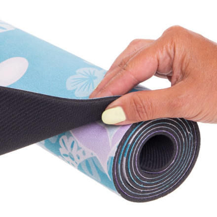 Килимок для йоги Замшевий Record FI-5662-21 бірюзовий з квітковим принтом