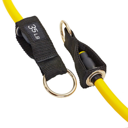 Еспандер трубчастий для фітнесу з кільцем DOUBLE CUBE DT-1002R-35LB 6х14x1200мм навантаження 16кг жовтий