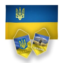 Комплект Национальный Флаг Украина, 2 вымпела Украина, Русский корабль иди...