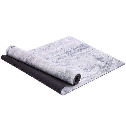 Коврик для йоги Замшевый Record FI-5662-20 серый-салатовый с принтом Перо Павлина