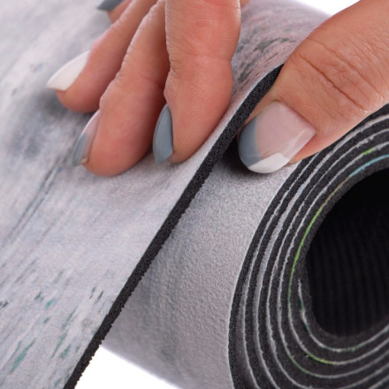 Коврик для йоги Замшевый Record FI-5662-20 серый-салатовый с принтом Перо Павлина