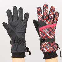 Рукавички гірськолижні жіночі теплі B-7702-R чорно-червоний