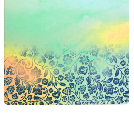 Замшевий Килимок для йоги Record FI-5662-23 бірюзовий-рожевий з квітковим принтом