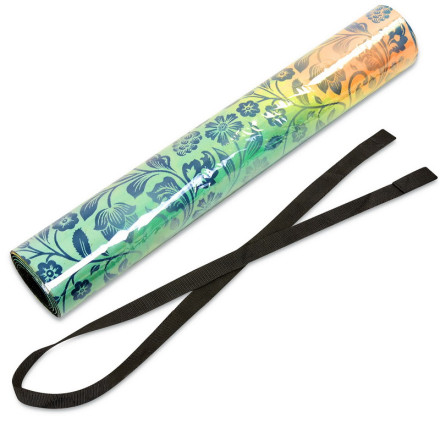 Замшевий Килимок для йоги Record FI-5662-23 бірюзовий-рожевий з квітковим принтом