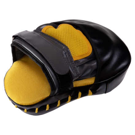 Лапа Вигнута для боксу та єдиноборств Zelart BO-7254 25x18x8см 1шт чорний-сірий-жовтий