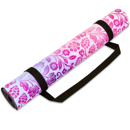 Замшевий Килимок для йоги Record FI-5662-26 рожевий з квітковим принтом