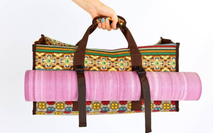 Сумка для йога килимка Yoga bag DoYourYoga FI-6971-2 темно-синій-фіолетовий-зелений