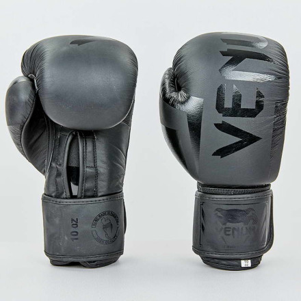 Перчатки боксерские кожаные VENUM ELITE VL-8291-GR серый-черный