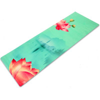 Замшевий Килимок для йоги Record FI-5662-27 бірюзовий з принтом Спокій Лотоса