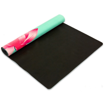 Замшевий Килимок для йоги Record FI-5662-27 бірюзовий з принтом Спокій Лотоса