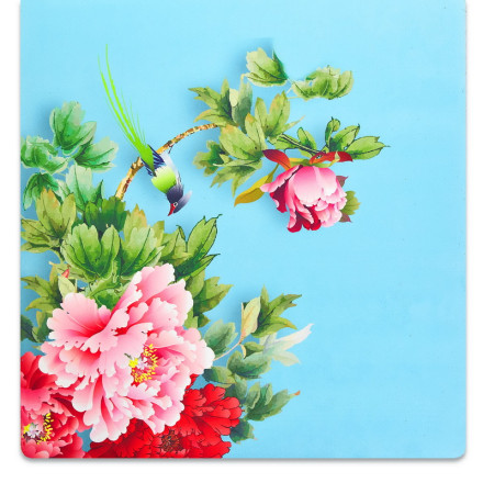 Замшевий Килимок для йоги Record FI-5662-29 блакитний з квітковим принтом