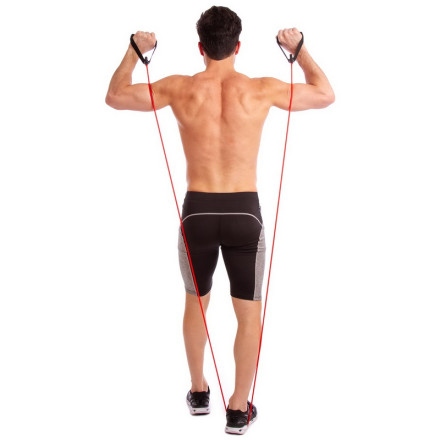 Еспандер трубчастий для фітнесу з ручками 10LB SP-Sport FI-2080-R 120см навантаження 4,5 кг червоний